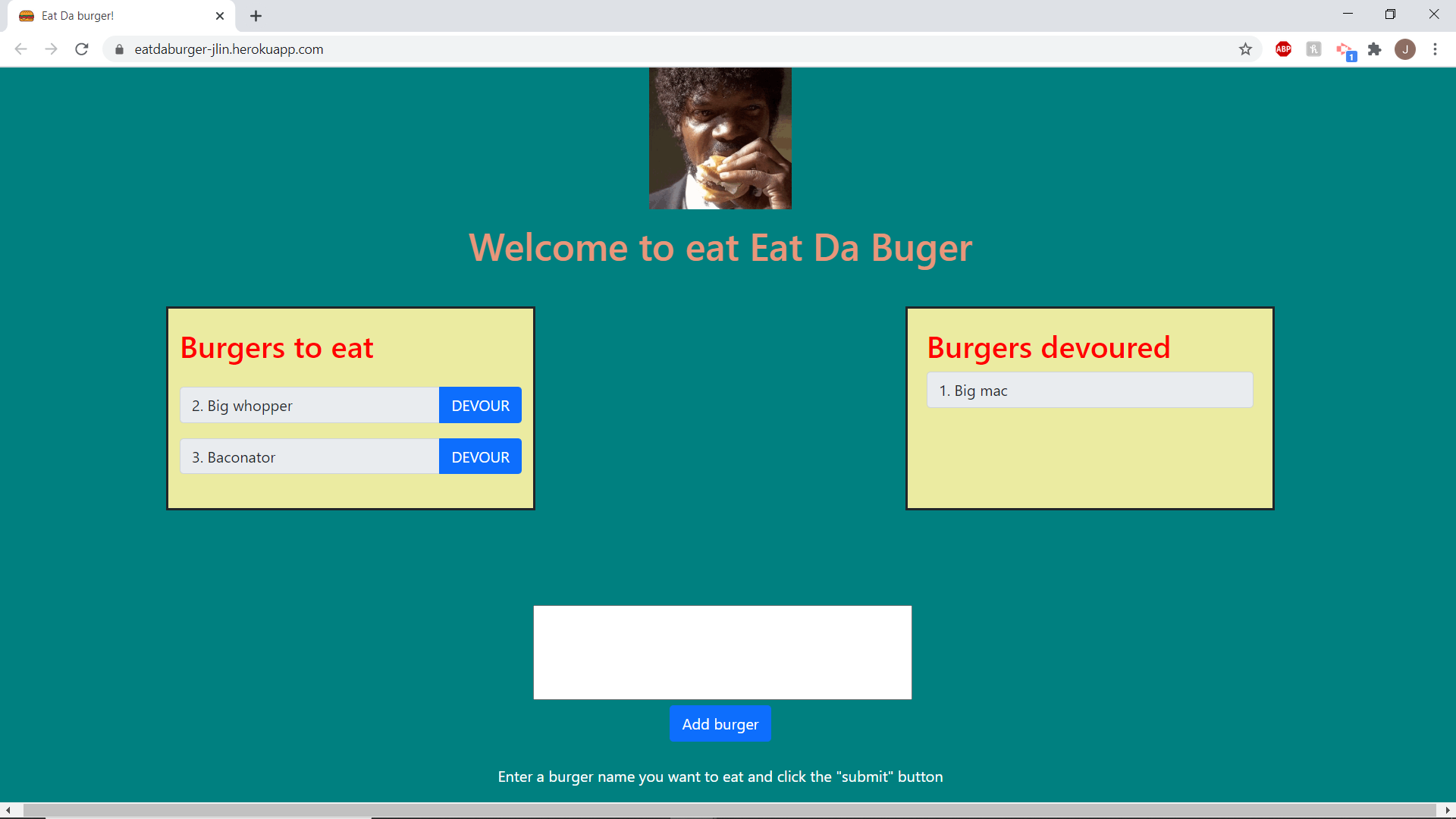 Eat Da Burger screenshot